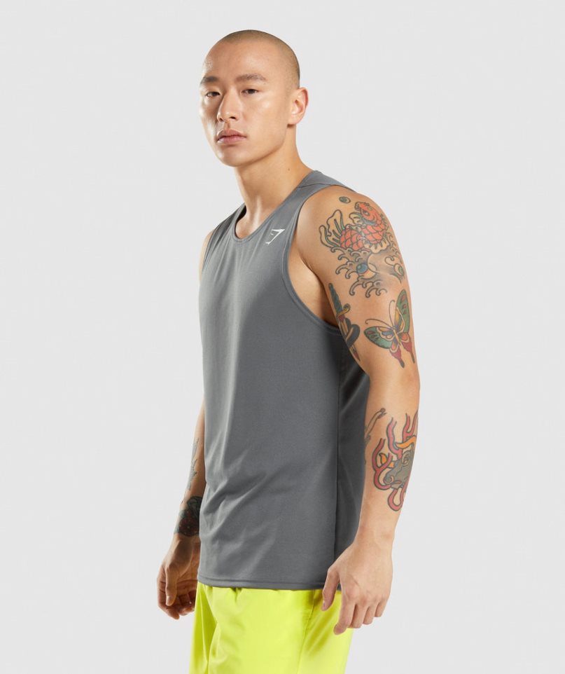 Men's Gymshark Arrival Tanks Grey | NZ 0LWBZA